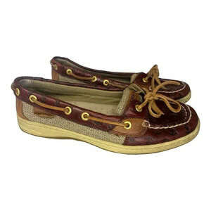 Sperry Top-Sider Angelfish Anchor Embossed Deck Shoe Burgundy Size 7.5M
